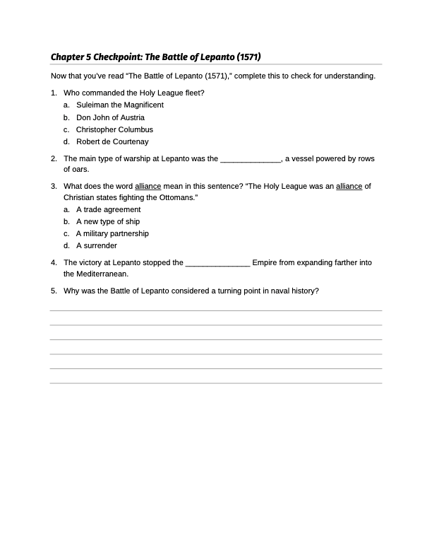 Curriculum for Epic Sea Battles