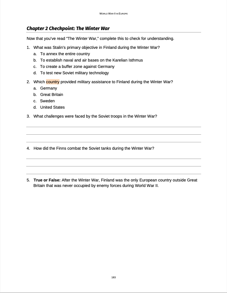 Curriculum for WWII Europe (Digital Download)