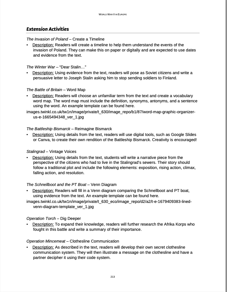Curriculum for WWII Europe (Digital Download)