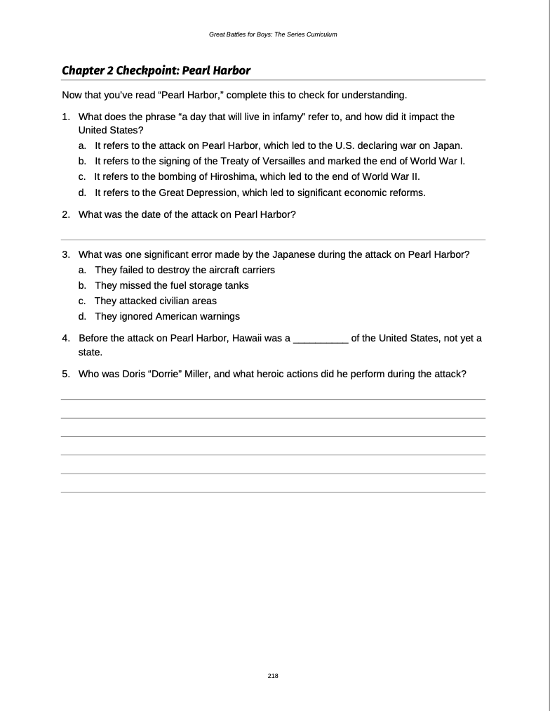 Curriculum for WWII Pacific (Digital Download)