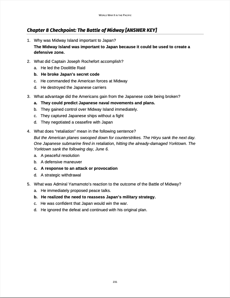 Curriculum for WWII Pacific (Digital Download)