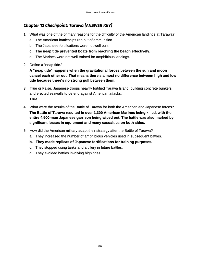 Curriculum for WWII Pacific (Digital Download)
