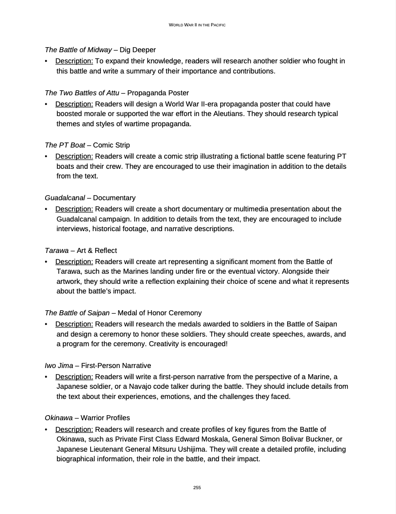 Curriculum for WWII Pacific (Digital Download)