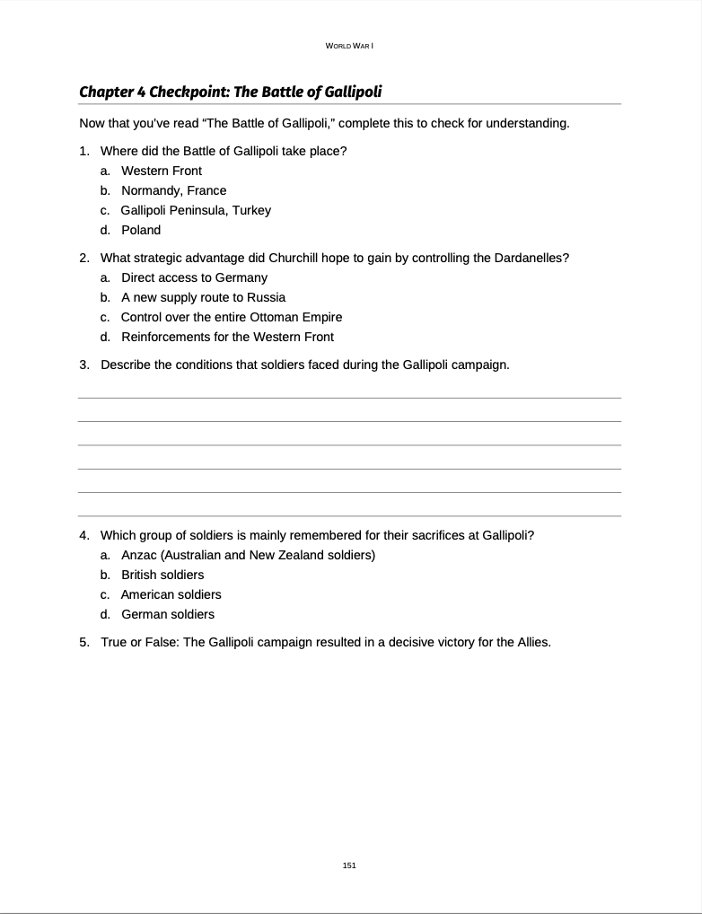 Curriculum for World War One (Digital Download)