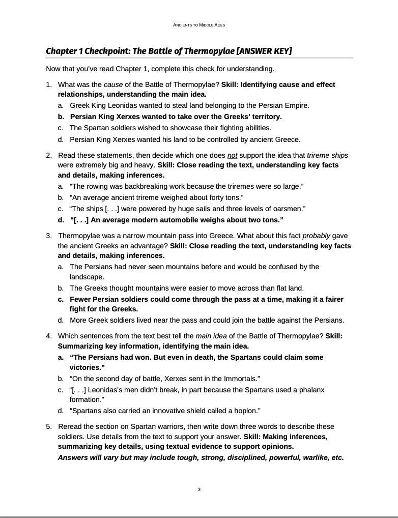 Curriculum for Ancients to Middle Ages (Digital Download)