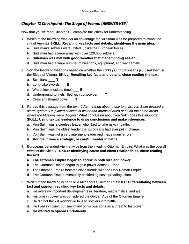 Curriculum for Ancients to Middle Ages (Digital Download)