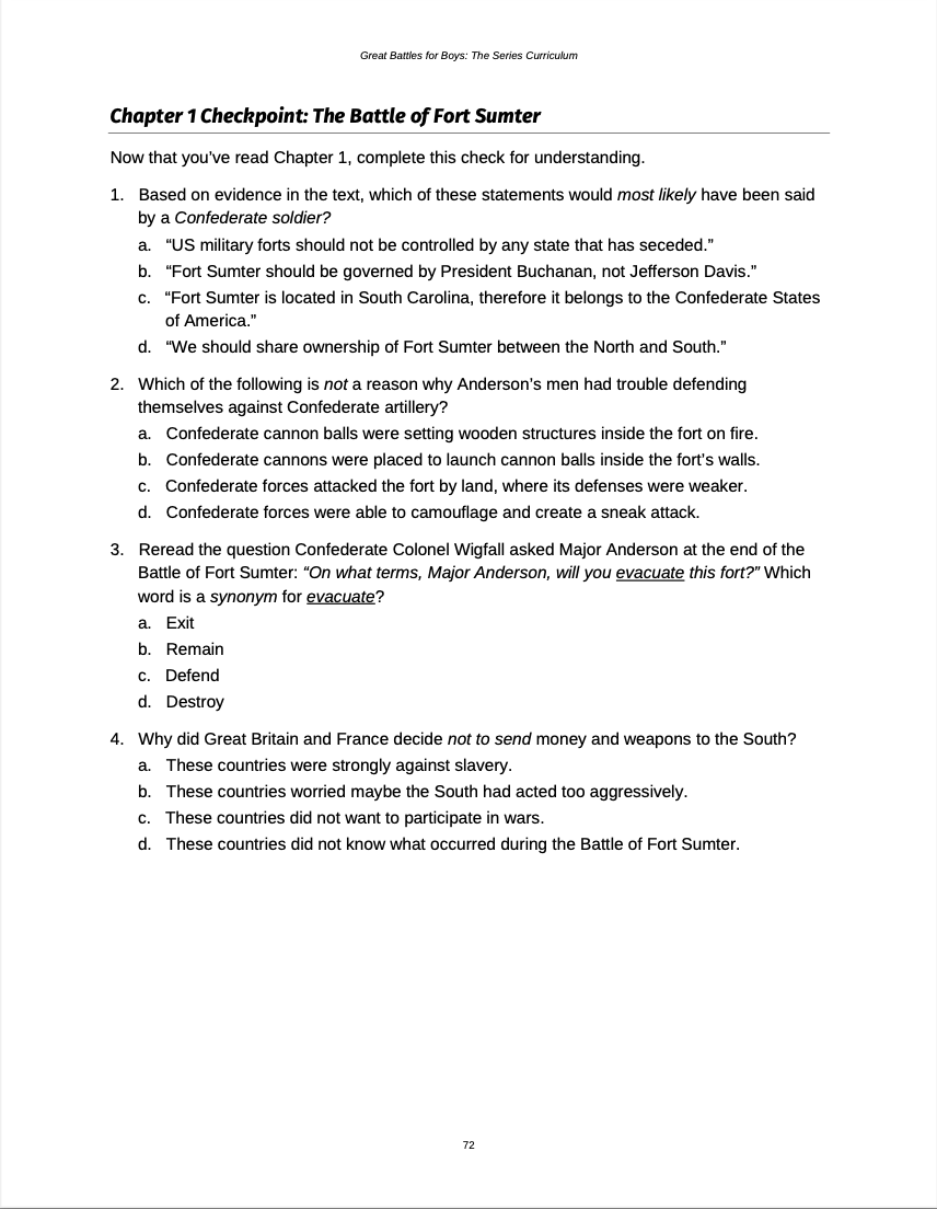 Curriculum for The Civil War (Digital Download)