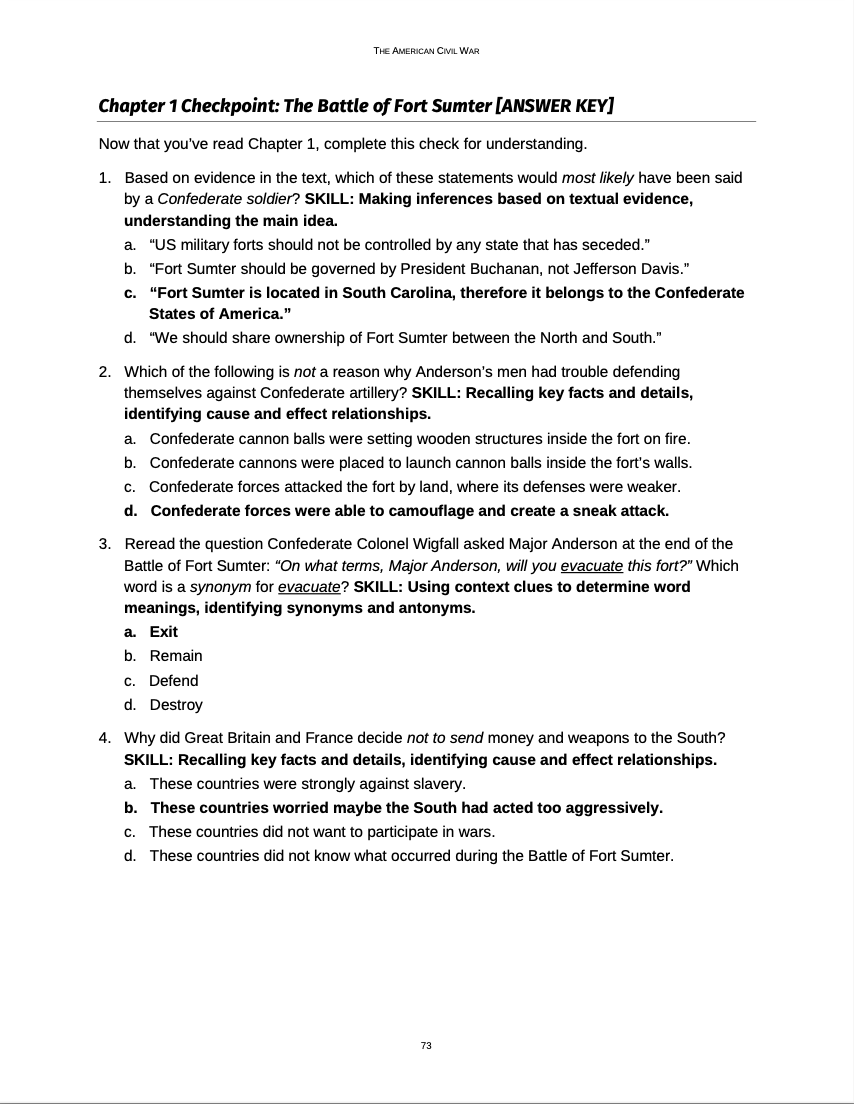 Curriculum for The Civil War (Digital Download)