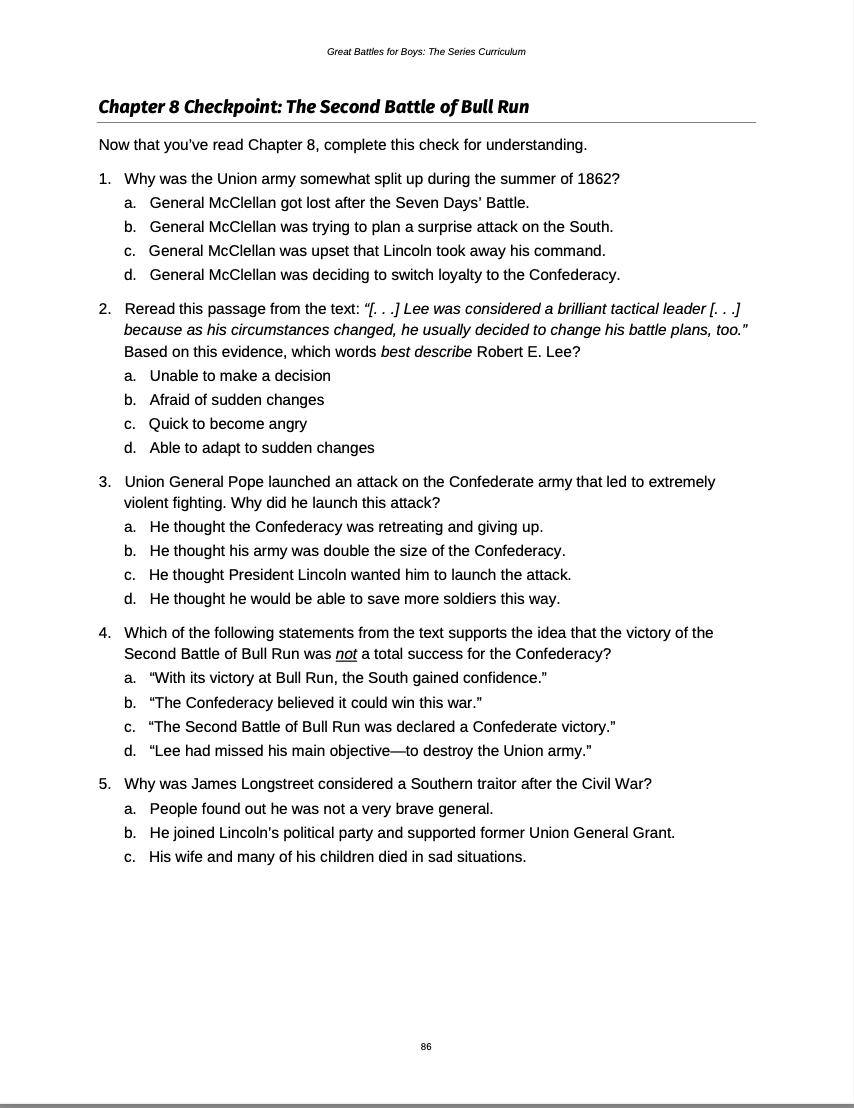 Curriculum for The Civil War (Digital Download)