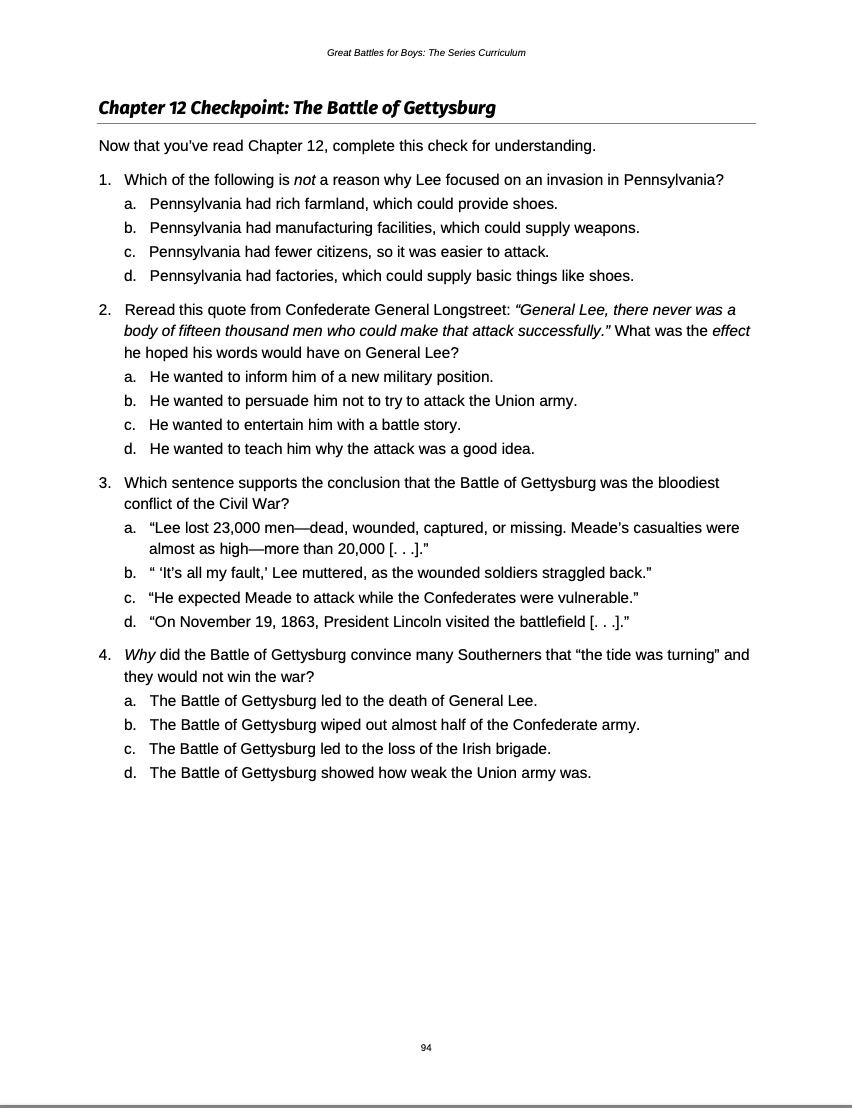 Curriculum for The Civil War (Digital Download)