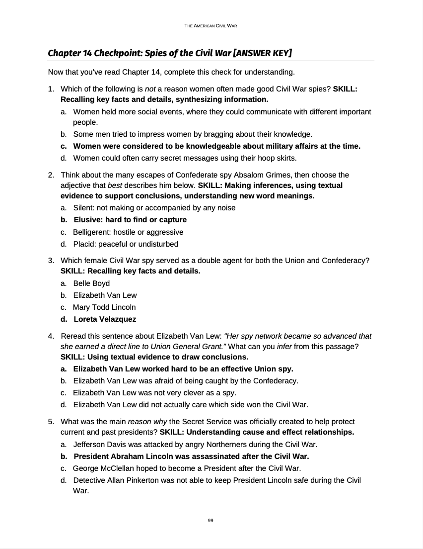 Curriculum for The Civil War (Digital Download)