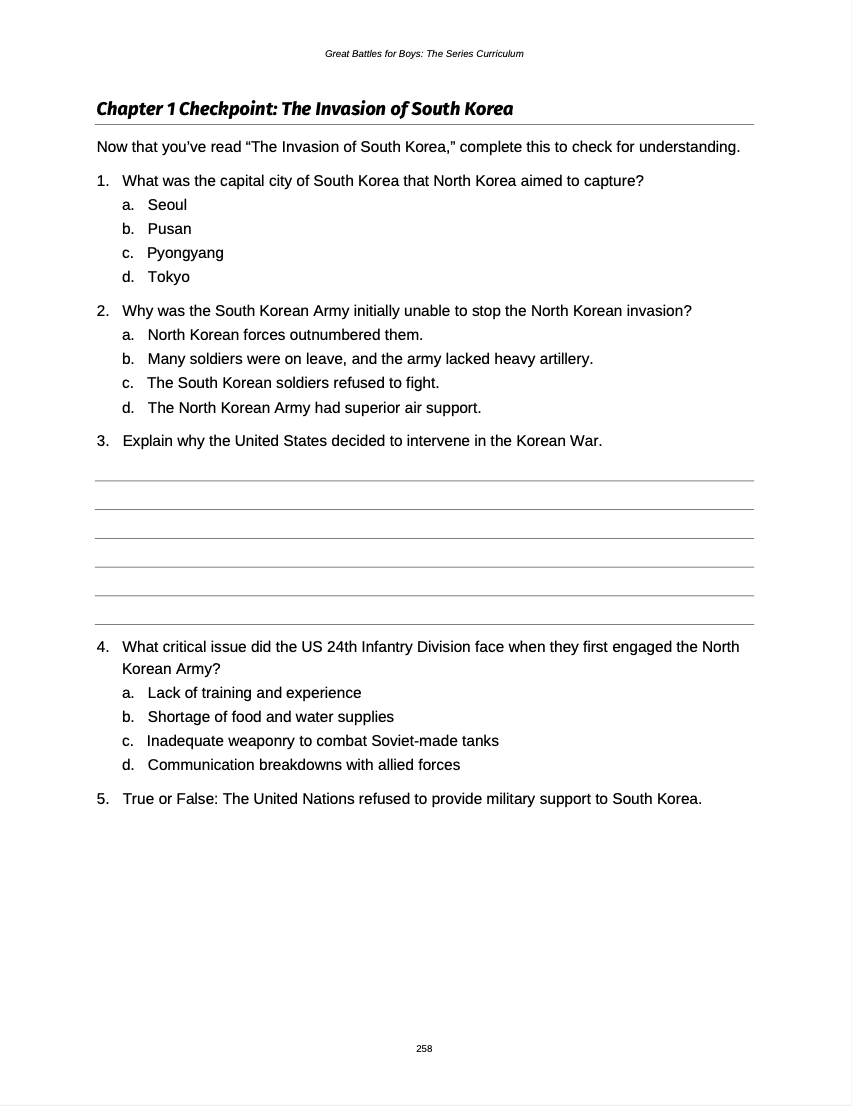 Curriculum for The Korean War (Digital Download)