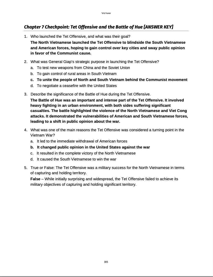 Curriculum for The Vietnam War (Digital Download)