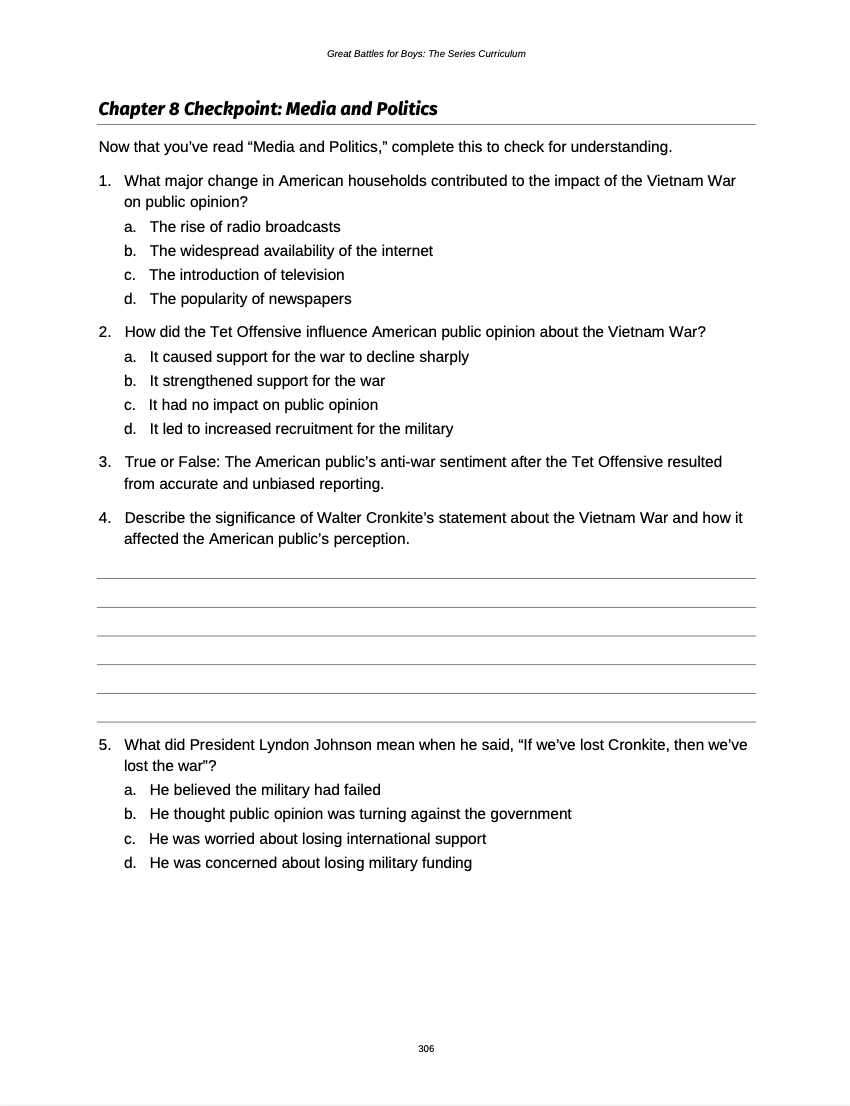 Curriculum for The Vietnam War (Digital Download)