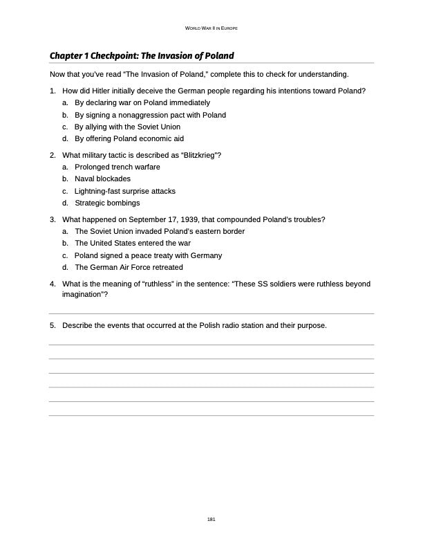 Curriculum for WWII Europe (Digital Download)