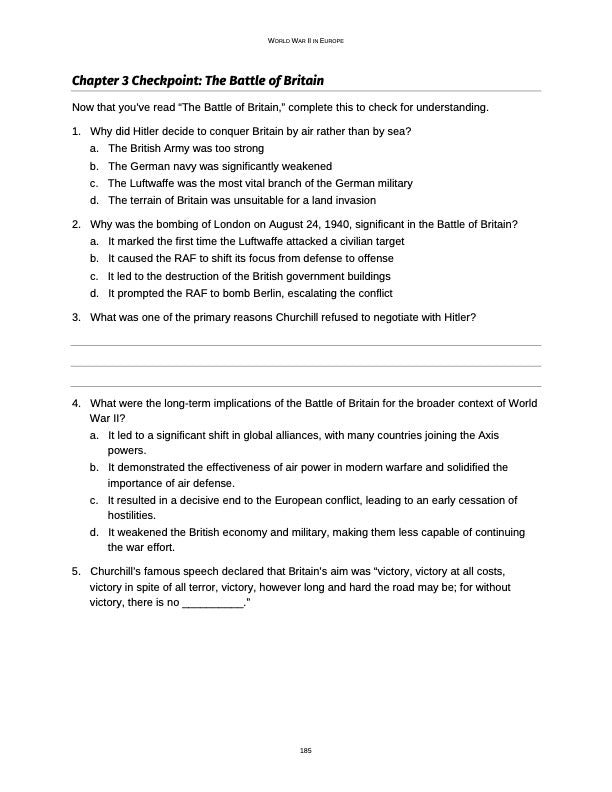 Curriculum for WWII Europe (Digital Download)